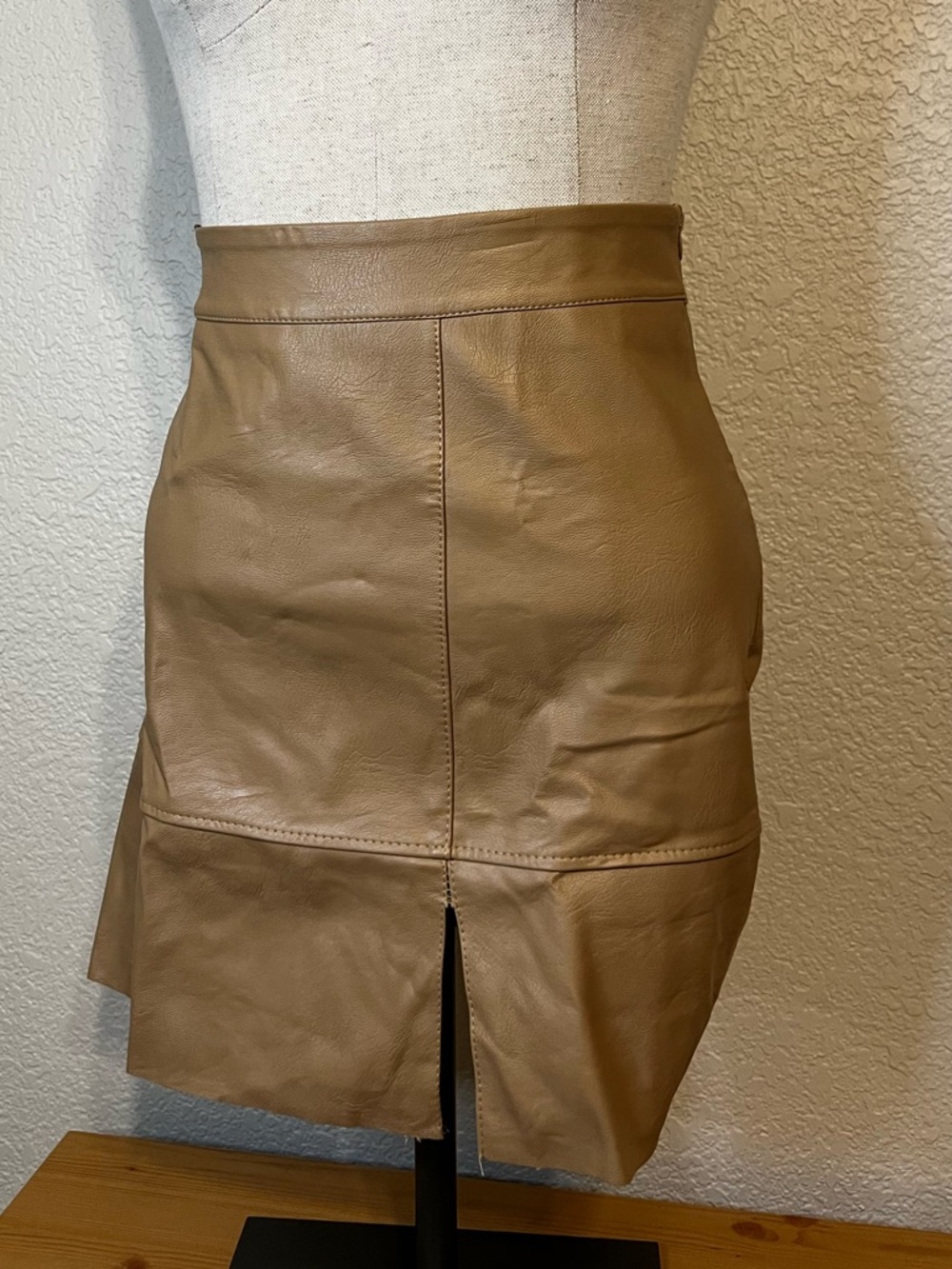 Tan Faux Leather Mini Skirt